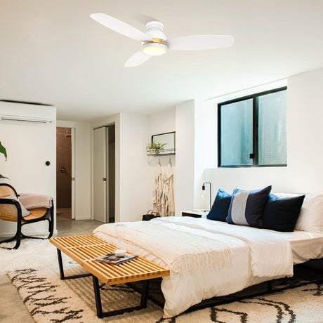 FREMONT 52 inch 3 - Blade Flush Mount Smart Ceiling Fan with LED Light & Remote - LEDMyPlace