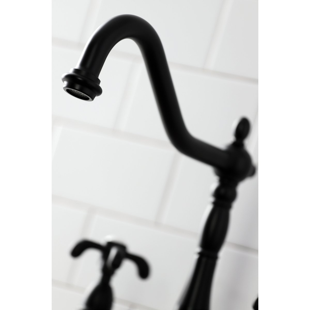 French Country Bridge Kitchen Faucet with Brass Sprayer - BUILDMYPLACE