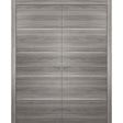 French Double Interior Doors with Hardware | Planum 0020 Ginger Ash | Panel Frame Trims | Bathroom Bedroom Interior Sturdy Door - BUILDMYPLACE
