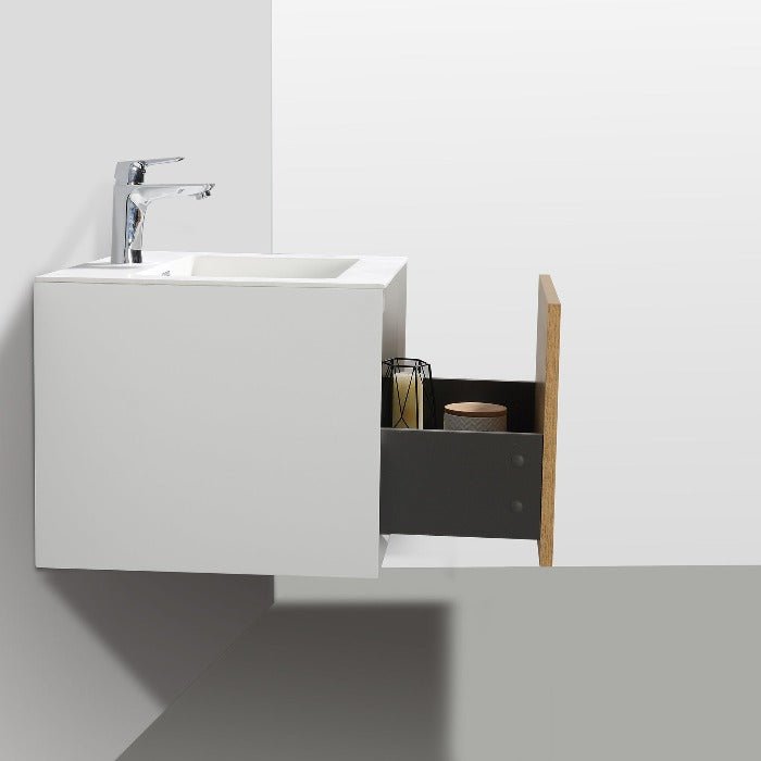 Frescia White Oak Floating / Wall Mounted Bathroom Vanity With Acrylic Sink - BUILDMYPLACE