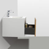 Frescia White Oak Floating / Wall Mounted Bathroom Vanity With Acrylic Sink - BUILDMYPLACE