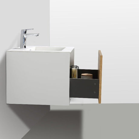 Frescia White Oak Floating / Wall Mounted Bathroom Vanity With Acrylic Sink - BUILDMYPLACE