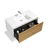 Frescia White Oak Floating / Wall Mounted Bathroom Vanity With Acrylic Sink - BUILDMYPLACE