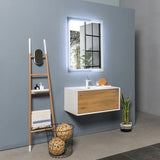 Frescia White Oak Floating / Wall Mounted Bathroom Vanity With Acrylic Sink - BUILDMYPLACE