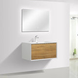 Frescia White Oak Floating / Wall Mounted Bathroom Vanity With Acrylic Sink - BUILDMYPLACE