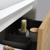 Frescia White Oak Floating / Wall Mounted Bathroom Vanity With Acrylic Sink - BUILDMYPLACE