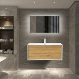 Frescia White Oak Floating / Wall Mounted Bathroom Vanity With Acrylic Sink - BUILDMYPLACE