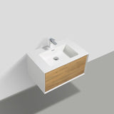 Frescia White Oak Floating / Wall Mounted Bathroom Vanity With Acrylic Sink - BUILDMYPLACE