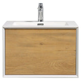 Frescia White Oak Floating / Wall Mounted Bathroom Vanity With Acrylic Sink - BUILDMYPLACE