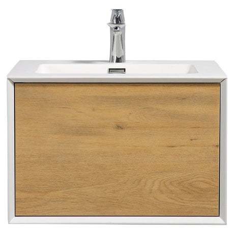 Frescia White Oak Floating / Wall Mounted Bathroom Vanity With Acrylic Sink - BUILDMYPLACE