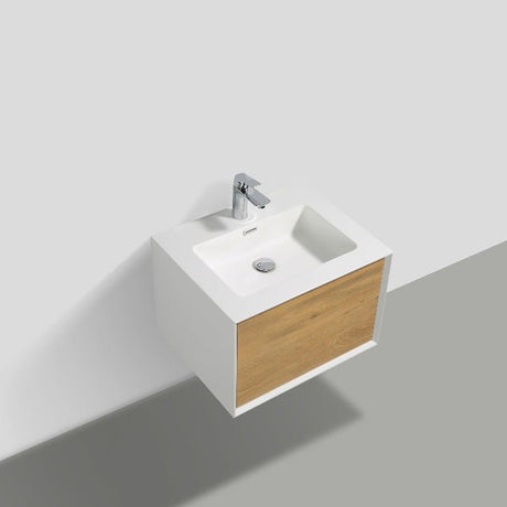 Frescia White Oak Floating / Wall Mounted Bathroom Vanity With Acrylic Sink - BUILDMYPLACE