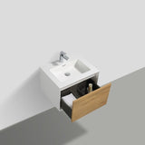 Frescia White Oak Floating / Wall Mounted Bathroom Vanity With Acrylic Sink - BUILDMYPLACE