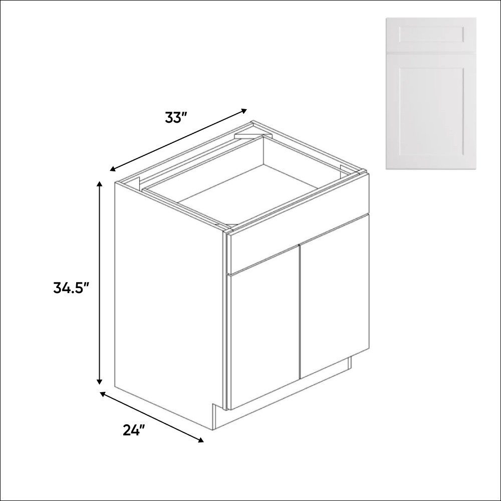 Full Height - 2 Door - Base Cabinets - 33 in W x 34.5 in H x 24 in D - BUILDMYPLACE