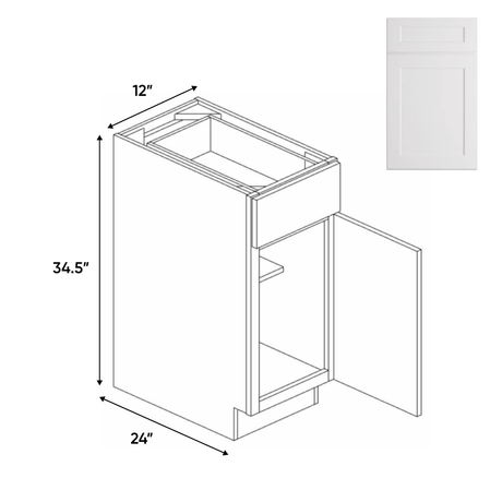 Full Height Single Door Base Cabinets - 12 in W x 34.5 in H x 24 in D - BUILDMYPLACE