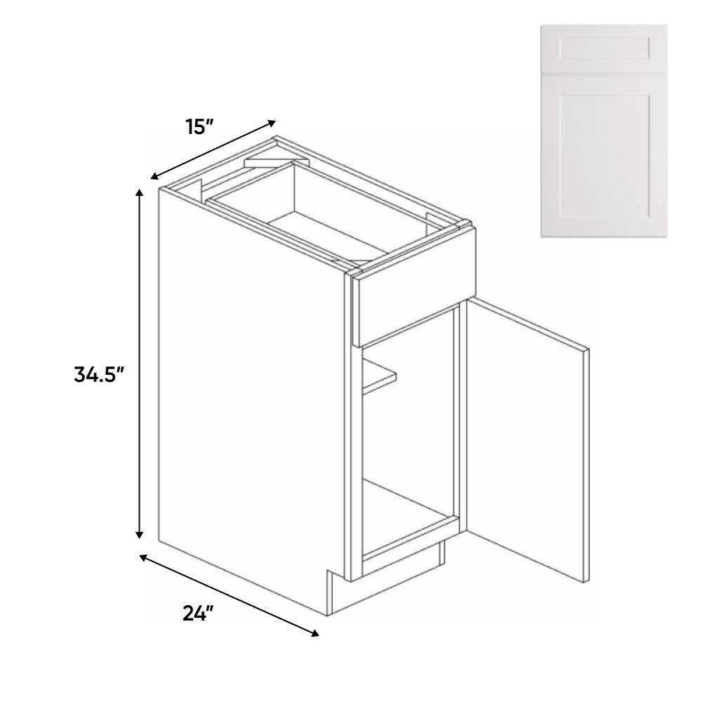 Full Height Single Door Base Cabinets - 15 in W x 34.5 in H x 24 in D - BUILDMYPLACE