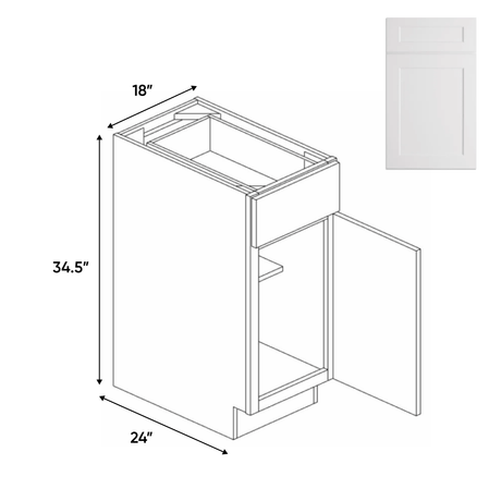 Full Height Single Door Base Cabinets - 18 in W x 34.5 in H x 24 in D - BUILDMYPLACE