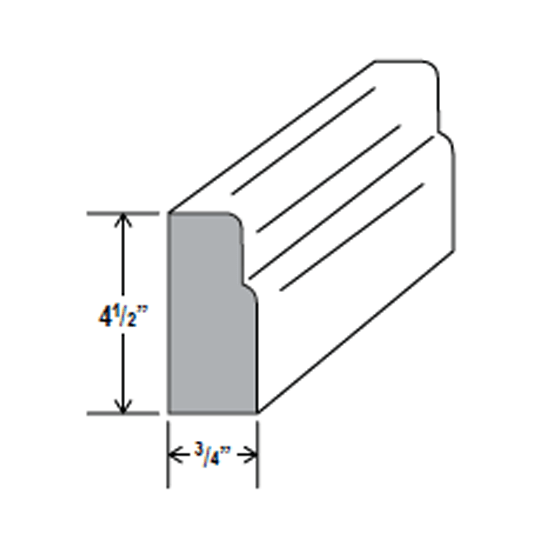 Furniture Base MOULDING - 96''W x 4 1/2"H x 3/4"D - Charleston White - RTA - BUILDMYPLACE