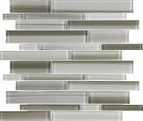 Fusion Clay Random Strip Glossy Glass Mosaic - BUILDMYPLACE