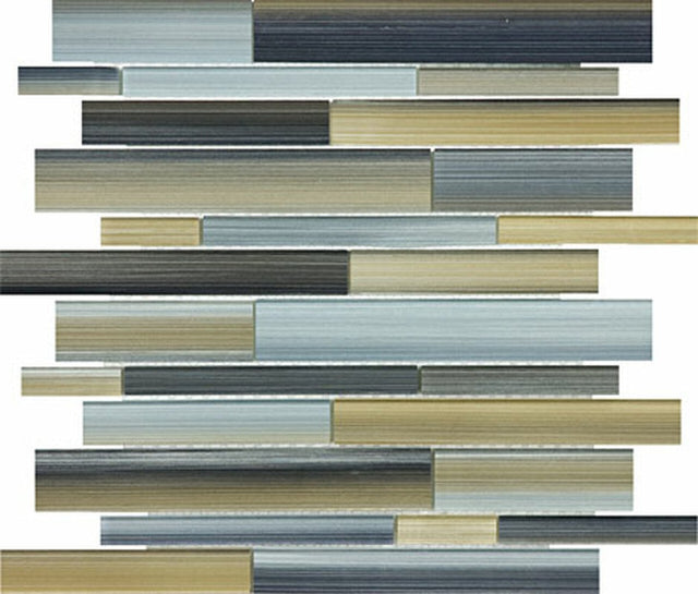 Fusion Oxide Random Strip Glossy Glass Mosaic - BUILDMYPLACE