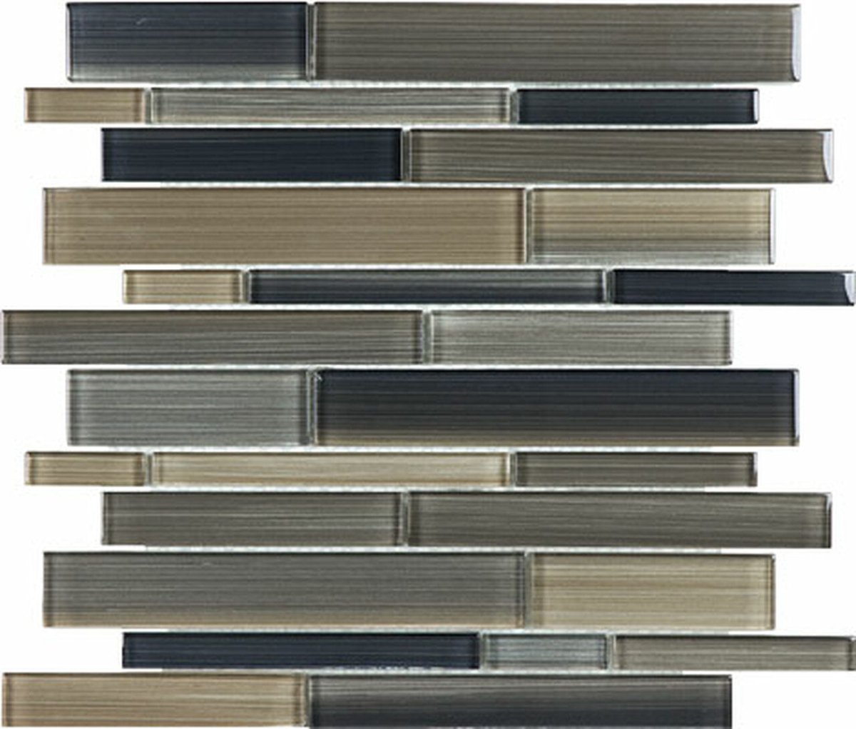 Fusion Rock Random Strip Glossy Glass Mosaic - BUILDMYPLACE