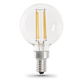 G25 Globe LED Light Bulbs, E26, Candelabra, Filament, Dimmable, Clear, Decorative Bulb, White, G161/2, 2 Pack - BUILDMYPLACE