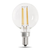 G25 Globe LED Light Bulbs, E26, Candelabra, Filament, Dimmable, Clear, Decorative Bulb, White, G161/2, 2 Pack - BUILDMYPLACE