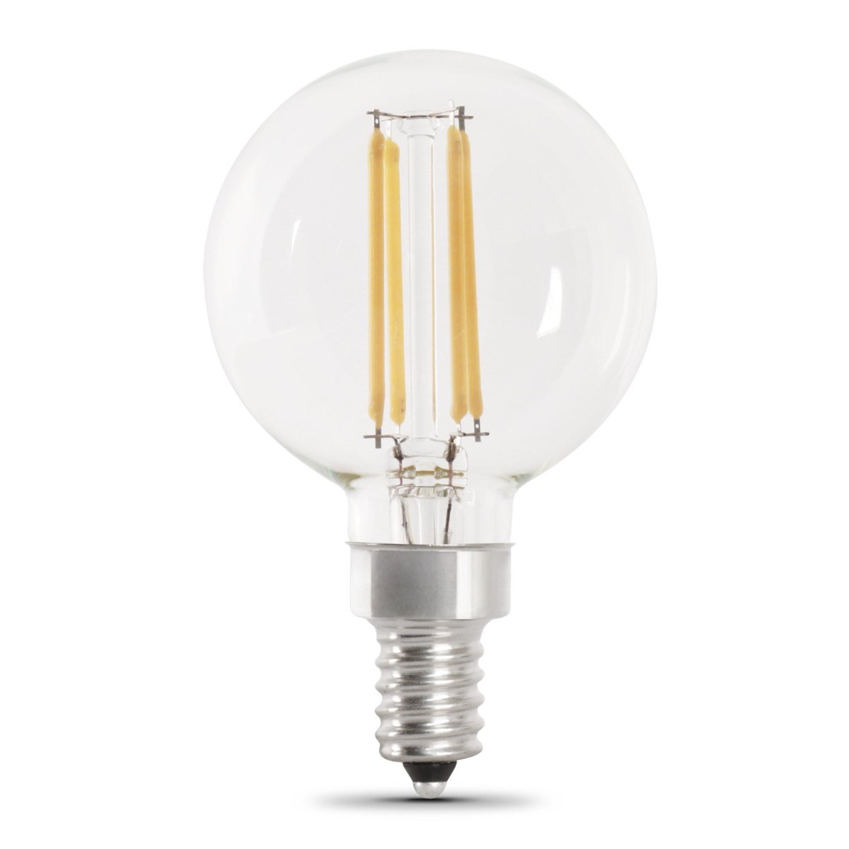 G25 Globe LED Light Bulbs, E26, Candelabra, Filament, Dimmable, Clear, Decorative Bulb, White, G161/2, 2 Pack - BUILDMYPLACE