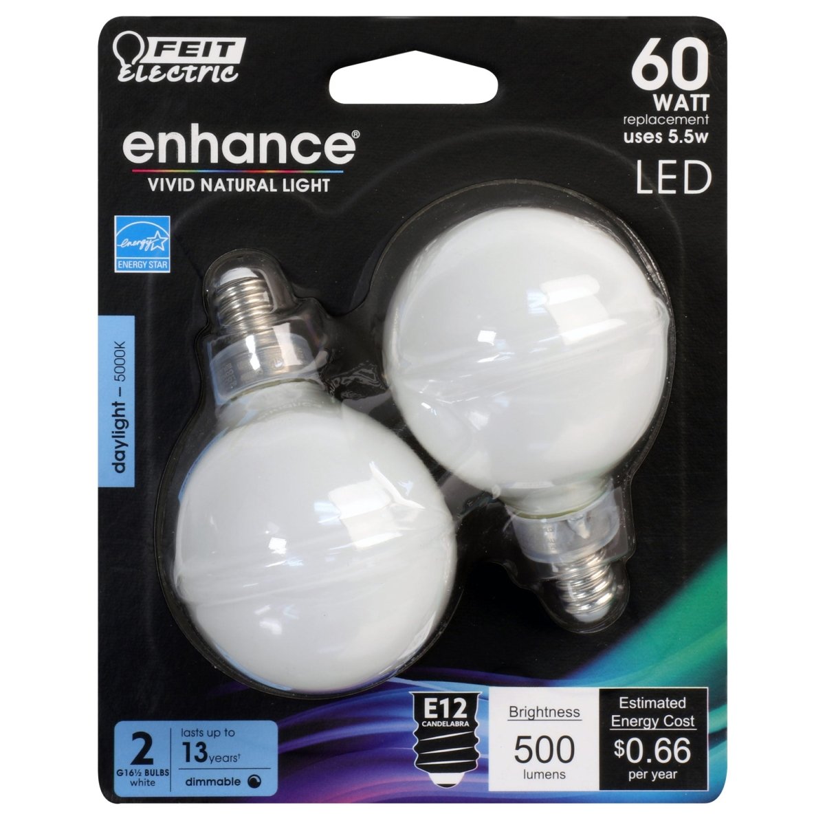 G25 Globe LED Light Bulbs, E26, Candelabra, Filament, Dimmable, Clear, Decorative Bulb, White, G161/2, 2 Pack - BUILDMYPLACE