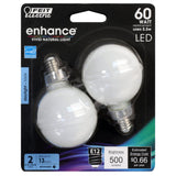 G25 Globe LED Light Bulbs, E26, Candelabra, Filament, Dimmable, Clear, Decorative Bulb, White, G161/2, 2 Pack - BUILDMYPLACE