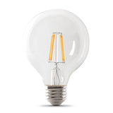 G25 LED Globe Light Bulbs, E26, Dimmable, Filament, Clear, White, bathroom Vanity Light Bulb, G161/2, 2 Pack - BUILDMYPLACE