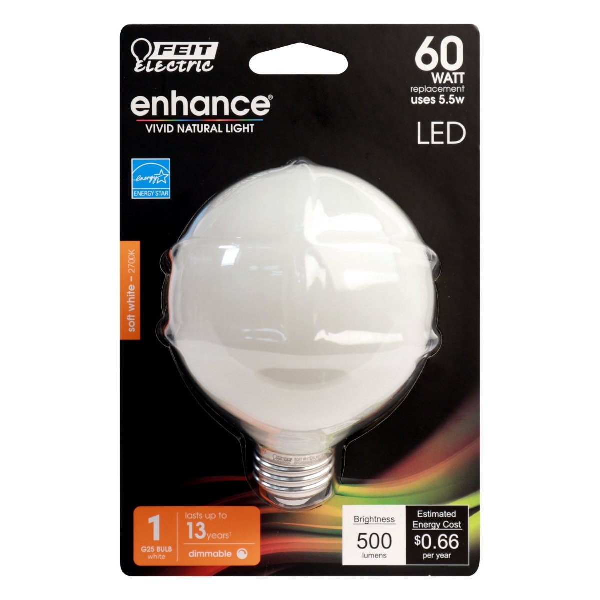 G25 LED Globe Light Bulbs, E26, Dimmable, Filament, Clear, White, bathroom Vanity Light Bulb, G161/2, 2 Pack - BUILDMYPLACE