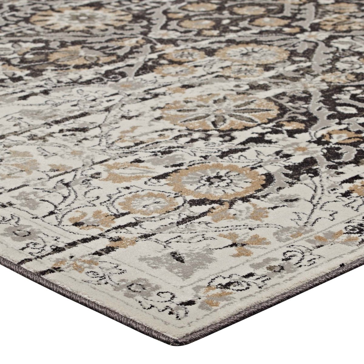 Ganesa Distressed Diamond Floral Lattice Area Rug - BUILDMYPLACE