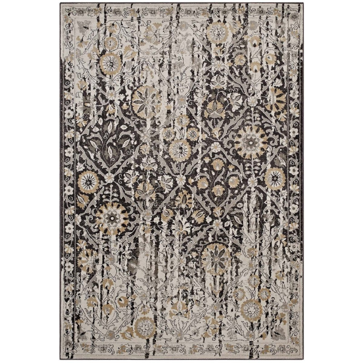 Ganesa Distressed Diamond Floral Lattice Area Rug - BUILDMYPLACE