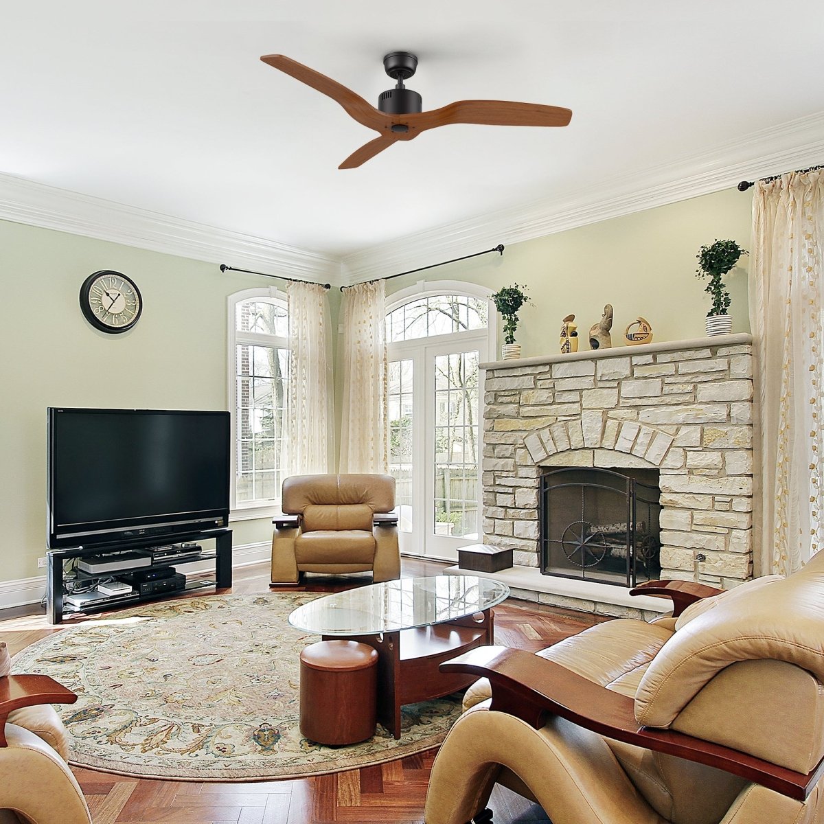 GARNETT 52 inch 3 - Blade No Light Ceiling Fan with Remote - LEDMyPlace