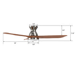 GARRICK 52 inch 3 - Blade Flush Mount Smart Ceiling Fan with LED Light & Remote - LEDMyPlace