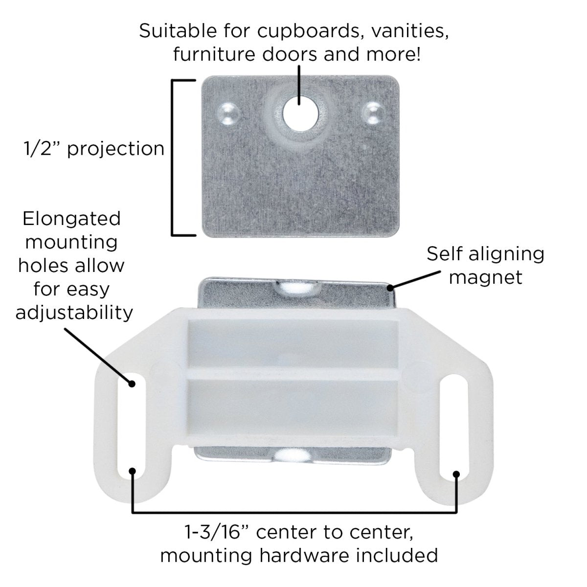 Gate Catch 1 - 5/8 Inch Center to Center - Hickory Hardware - BUILDMYPLACE