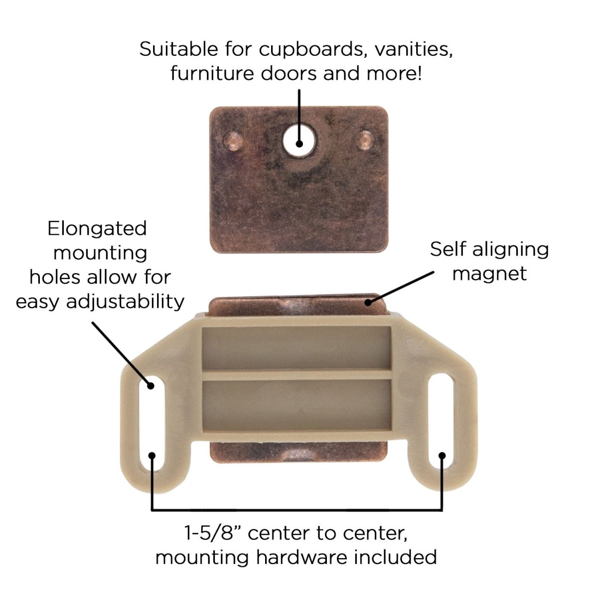 Gate Catch 1 - 5/8 Inch Center to Center - Hickory Hardware - BUILDMYPLACE