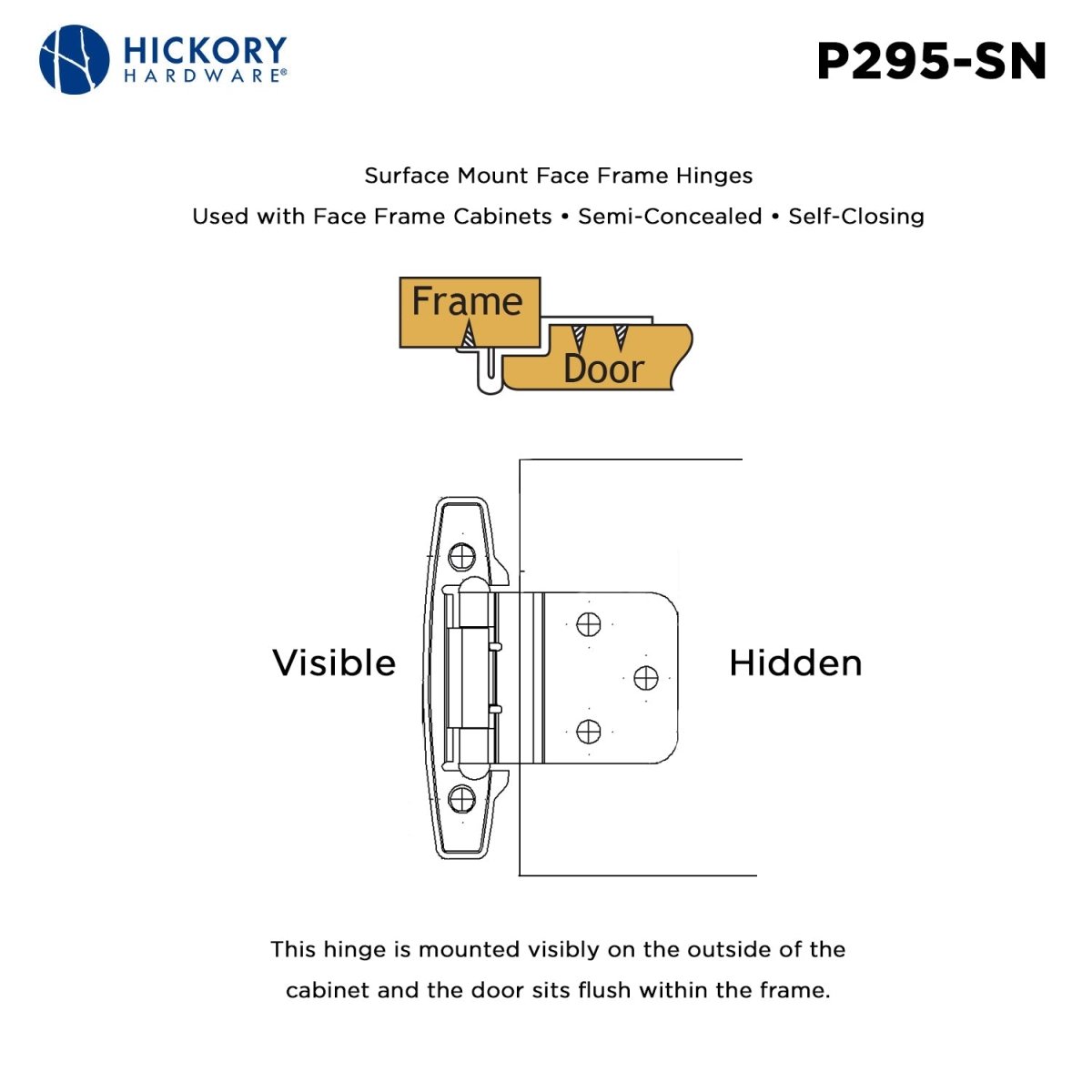 Gate Hinge 3/8 Inch Inset Surface Face Frame Self - Close (2 Hinges/Per Pack) - Hickory Hardware - BUILDMYPLACE