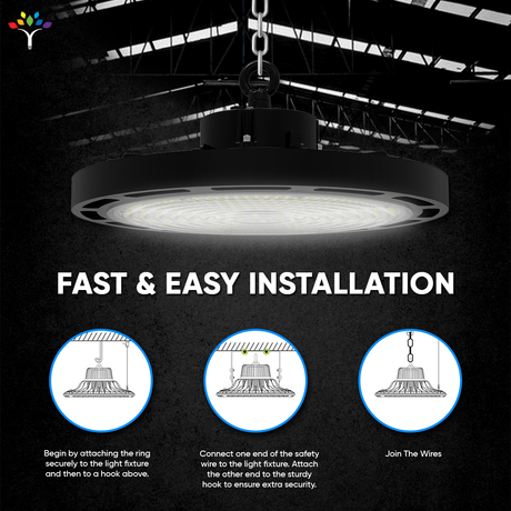 Gen13 100W UFO LED High Bay Light, 4000K, 14500LM, Waterproof, AC120 - 277V, 90° PC lens, Commercial Bay Lighting for Garage Factory Warehouse - BUILDMYPLACE