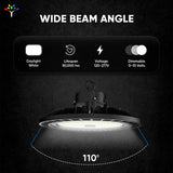 Gen23 UFO LED High Bay Light 150/120/100 Watt Adjustable, 5700K, 150LM/W - 155LM/W, AC277 - 480V High Voltage, IP65, UL, DLC Listed, 1 - 10V Dim, For Warehouse Barn Airport Workshop Garage Factory - BUILDMYPLACE