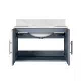 Geneva Dark Grey Bathroom Floating Bathroom Vanity With Undermount Ceramic Sink With White Carrara Marble Top