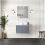 Geneva Dark Grey Bathroom Floating Bathroom Vanity With Undermount Ceramic Sink With White Carrara Marble Top