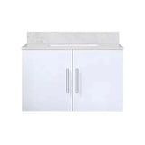 Geneva Glossy White Bathroom Floating Bathroom Vanity With Undermount Ceramic Sink With White Carrara Marble Top