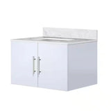 Geneva Glossy White Bathroom Floating Bathroom Vanity With Undermount Ceramic Sink With White Carrara Marble Top