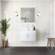 Geneva 30 In. Floating / Wall Mounted Glossy White Bathroom Vanity With Undermount Ceramic Sink, White Carrara Marble Top & 30 In. LED Mirror - BUILDMYPLACE