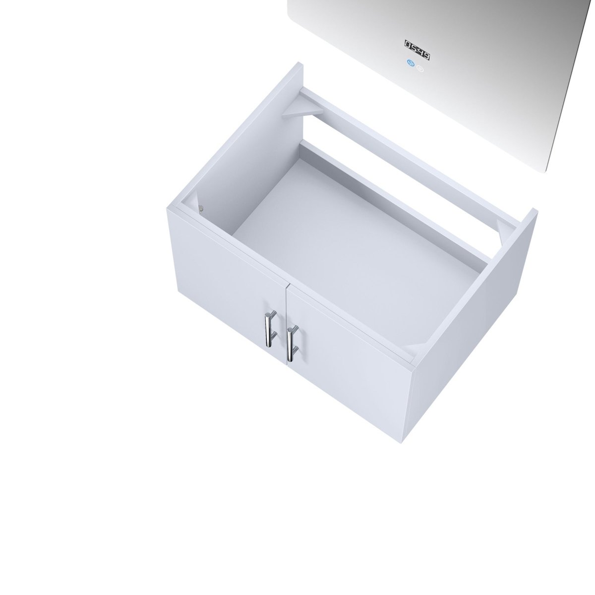 Geneva 30 In. Glossy White Floating Single Bathroom Vanity Cabinet Without Top & 30 In. LED Mirror - BUILDMYPLACE