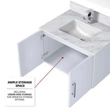 Geneva 30 In. Glossy White Floating Single Bathroom Vanity Cabinet Without Top - BUILDMYPLACE