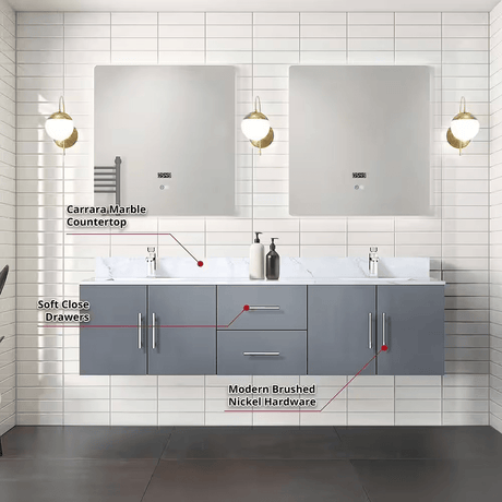 Geneva 72" Dark Grey Vanity Cabinet Only - BUILDMYPLACE