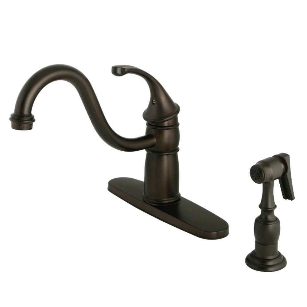 Georgian 8" Centerset Kitchen Faucet With Brass Sprayer - BUILDMYPLACE