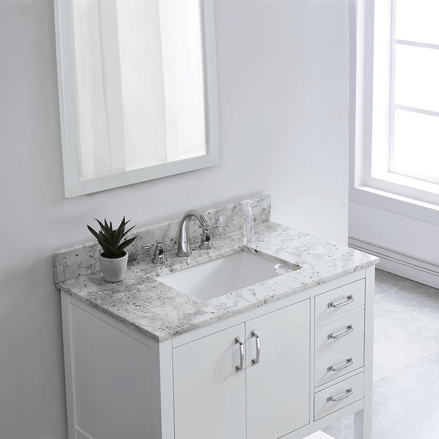 Glacier White Granite Rectangular Bathroom Vanity Sink Top - BUILDMYPLACE